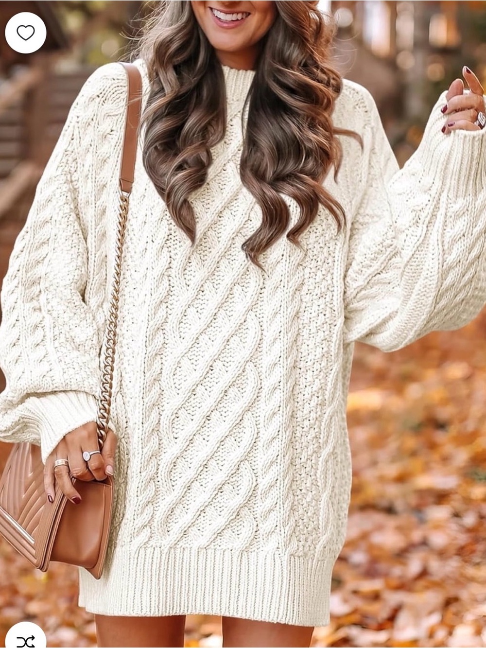 Cozy Cable Knit Sweater Dress - Cream
